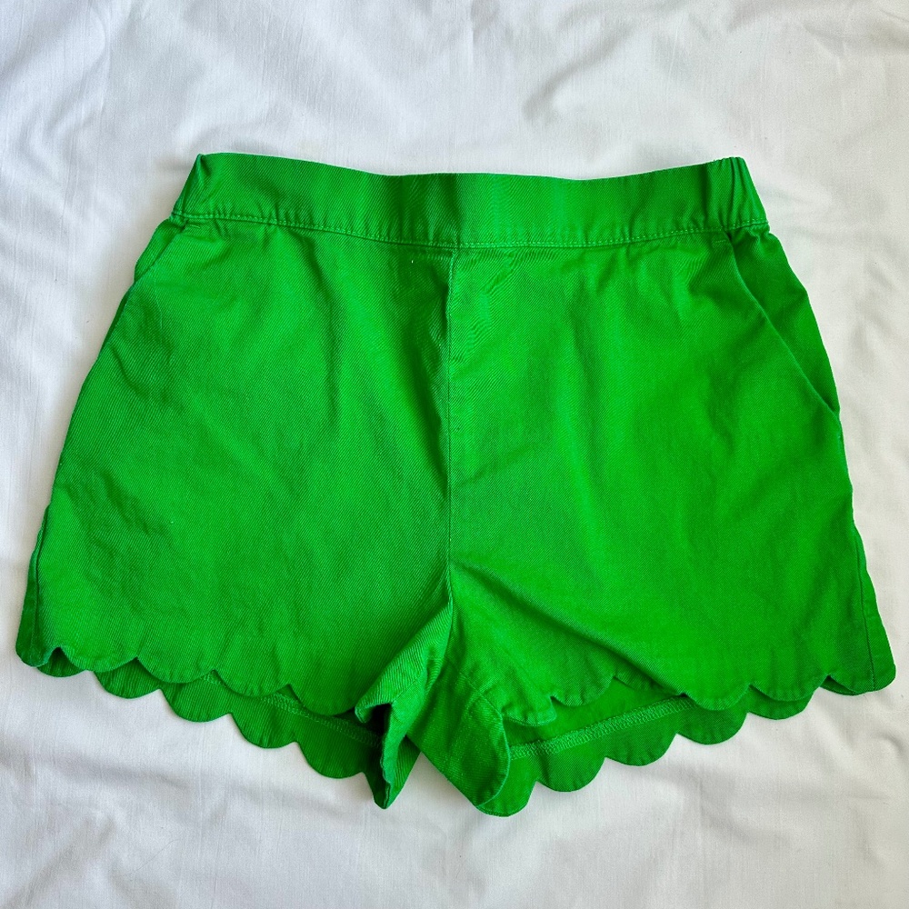 Crewcuts Scalloped Hem Shorts | Kelly Green Preppy Classic